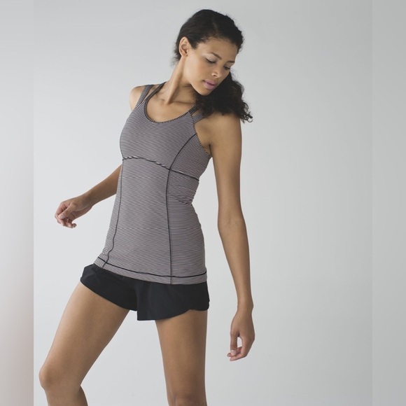 Lululemon Happy Strappy Tank, Mini Pop Stripe Black Mink Berry, Size 2 - Picture 2 of 14